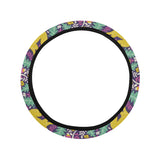 Cute yellow monkey leaves pattern Car Steering Wheel Cover
