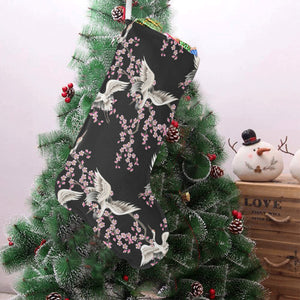 Japanese crane pink sakura pattern Christmas Stocking