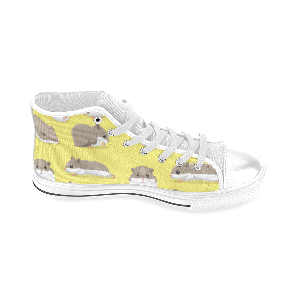 Cute Hamster pattern Men's High Top Canvas Shoes White