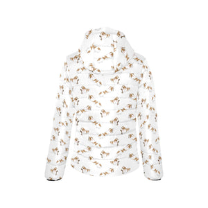 Jack Russel Pattern Print Design 04 Women's Padded Hooded Jacket