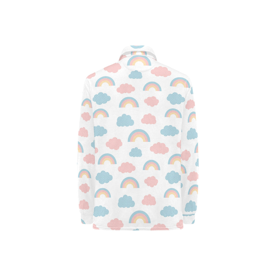 Cute rainbow clound pattern Women's Long Sleeve Polo Shirt