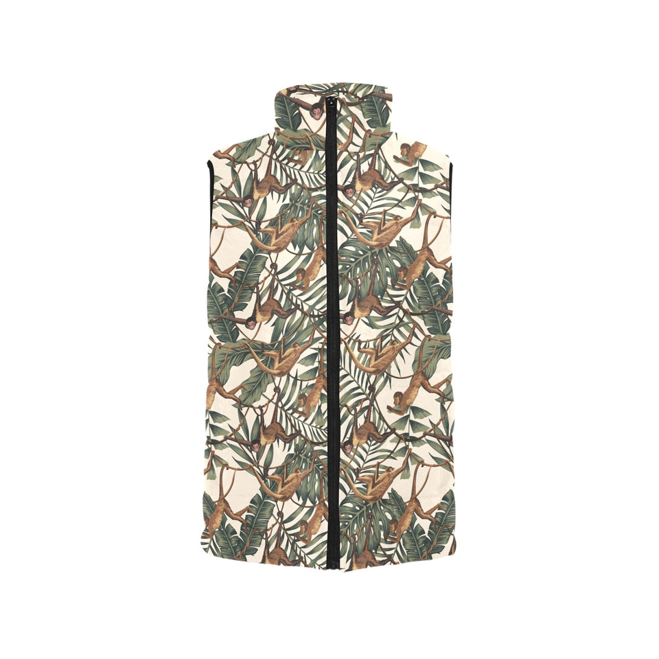 Monkey tropical leaves background Men's Padded Vest