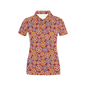 Gear Pattern Print Design 04 Women's All Over Print Polo Shirt