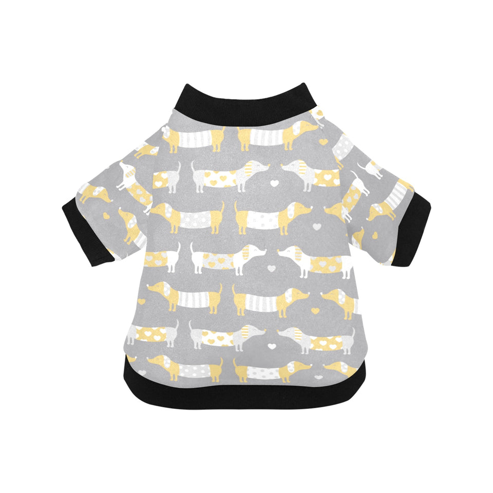 Cute dachshund dog pattern All Over Print Pet Dog Round Neck Fuzzy Shirt