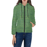 Crocodile Skin Printed Women's Padded Hooded Jacket