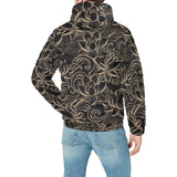 luxurious gold lotus waterlily black background Men's Padded Hooded Jacket