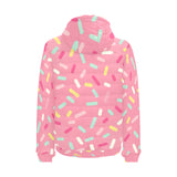 Pink donut glaze candy pattern Men's Padded Hooded Jacket