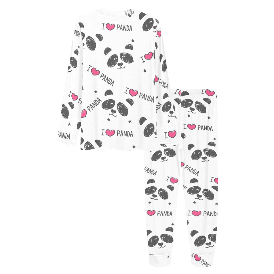 Hand Drawn faces of pandas pattern Women's All Over Print Pajama Set