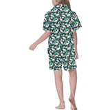 Pelican Pattern Print Design 03 Kids' Boys' Girls' V-Neck Short Pajama Set