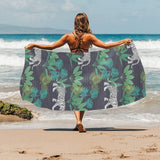 white bengal tigers tropical plant Beach Towel