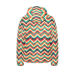 zigzag chevron colorful pattern Kids' Boys' Girls' Padded Hooded Jacket