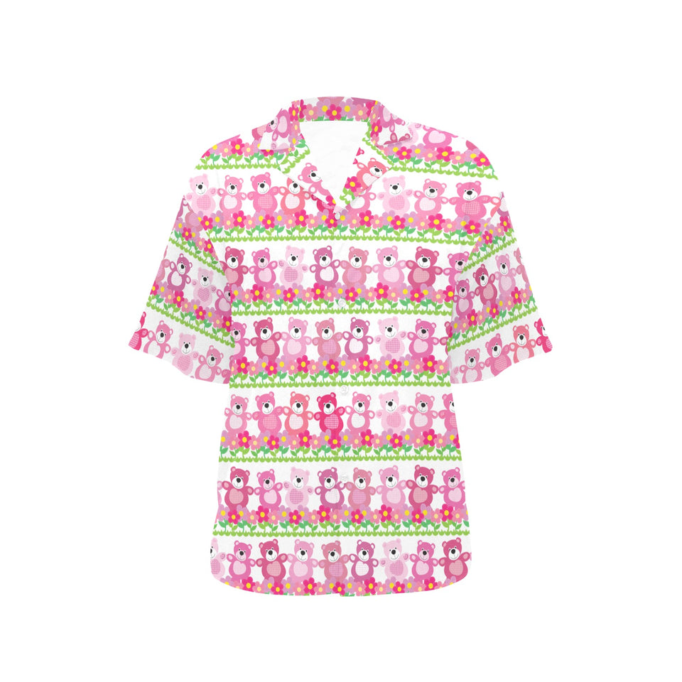 Teddy Bear Pattern Print Design 04 Women's All Over Print Hawaiian Shirt