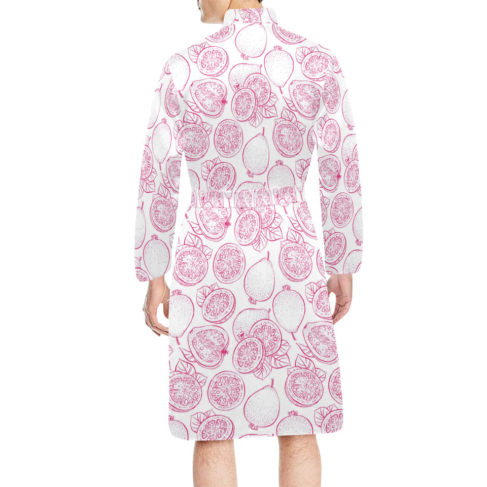 Sketch guava pattern Men's Long Sleeve Belted Night Robe