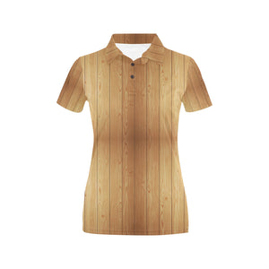 Wood Printed Pattern Print Design 05 Women's All Over Print Polo Shirt