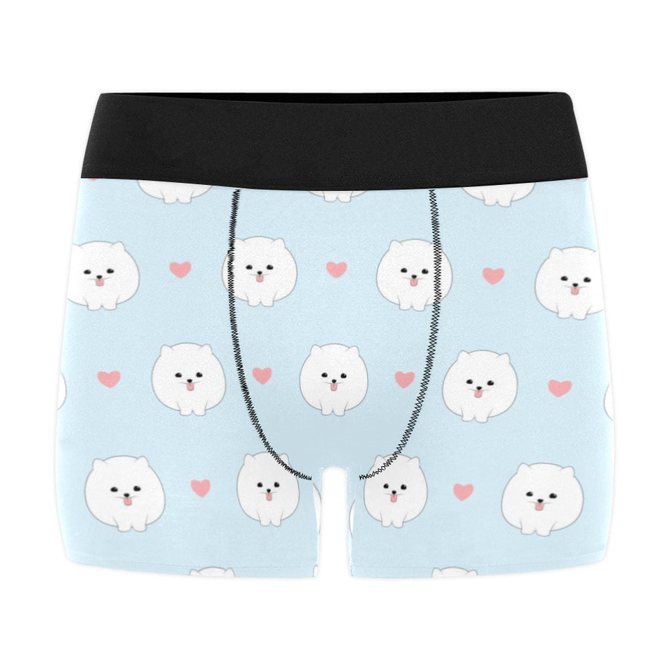 White cute pomeranian pattern Men's All Over Print Boxer Briefs Men's Underwear