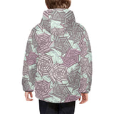 Spider web cobweb design color pattern Kids' Boys' Girls' Padded Hooded Jacket