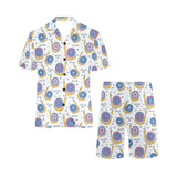 Snail Pattern Print Design 05 Men's V-Neck Short Pajama Set