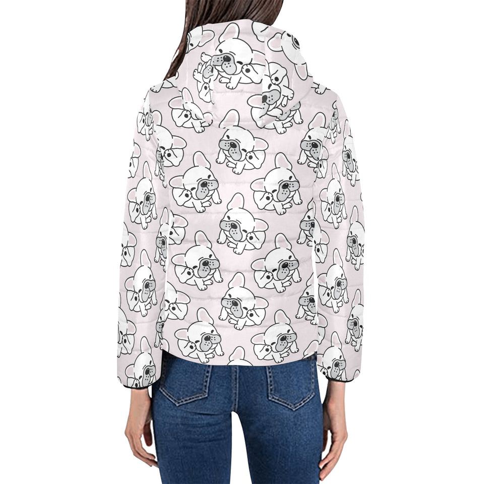 Cute french bulldog pattern Women's Padded Hooded Jacket