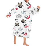 French bulldog cup paw pattern Blanket Robe with Sleeves