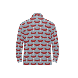 Sausage Pattern Print Design 02 Men's Long Sleeve Polo Shirt