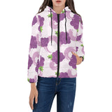 Cute Grape pattern Women's Padded Hooded Jacket