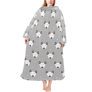 Bull Terrier Pattern Print Design 05 Blanket Robe with Sleeves