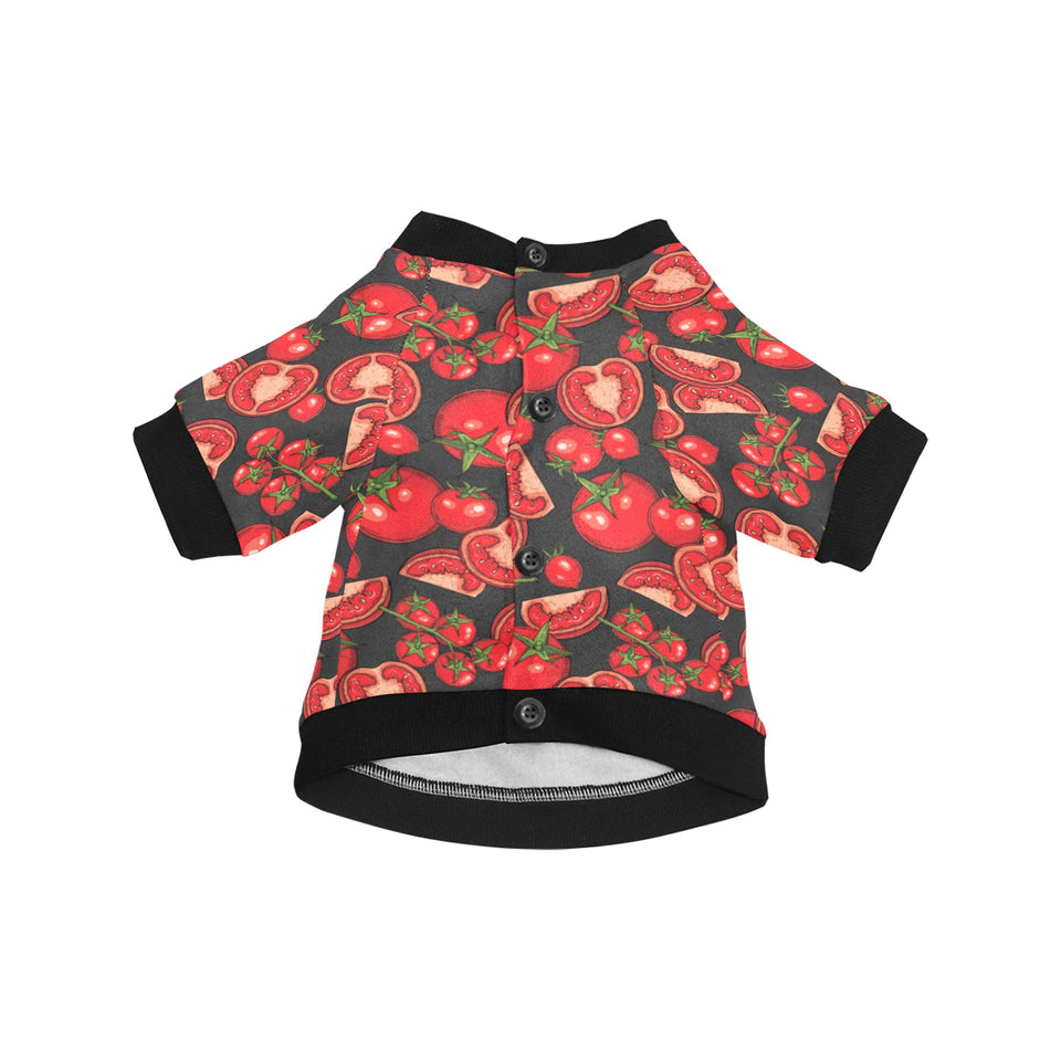 Tomato black background All Over Print Pet Dog Round Neck Fuzzy Shirt