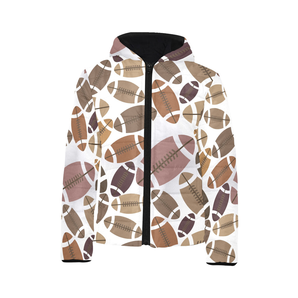 American football ball pattern Kids' Boys' Girls' Padded Hooded Jacket