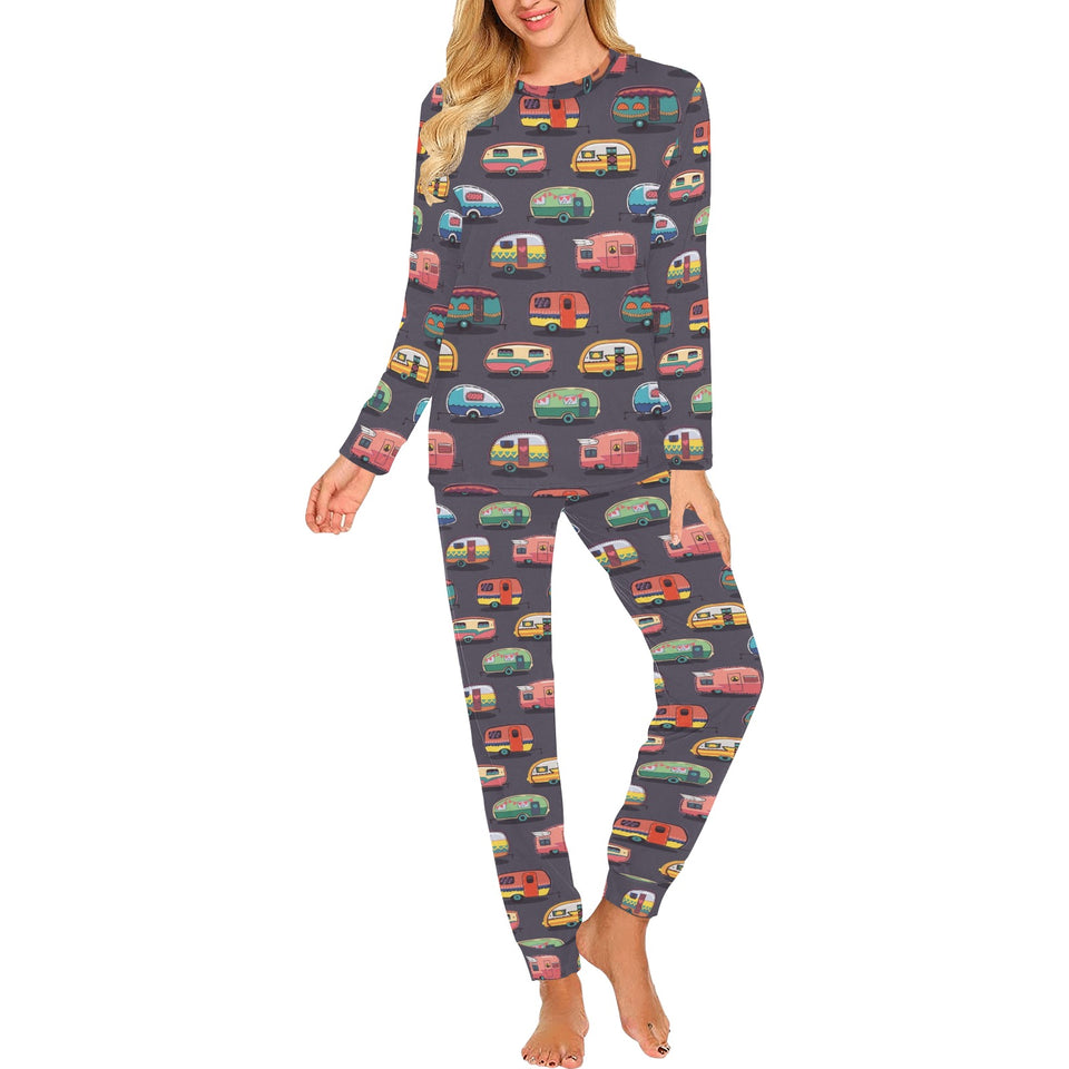 Camper Van Pattern Print Design 02 Women's All Over Print Pajama Set