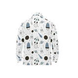 Hand drawn space elements space rocket star planet Men's Long Sleeve Polo Shirt