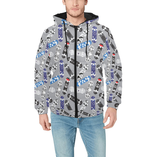 Skate Board Pattern Print Design 03 Men's Padded Hooded Jacket