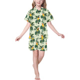 Beautiful parrot palm leaves pattern Kids' Boys' Girls' V-Neck Short Pajama Set