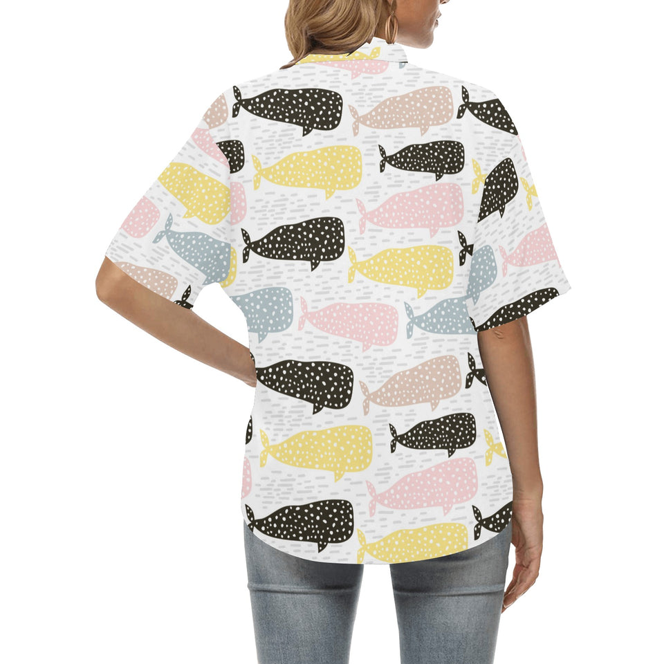 Whale dot pattern Women's All Over Print Hawaiian Shirt