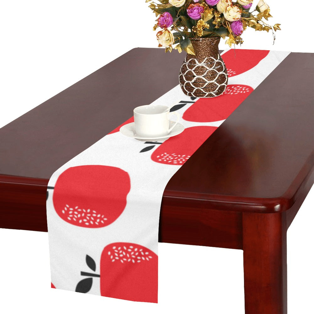 red apples white background Table Runner