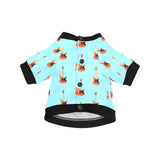 electric guitar pattern light blue background All Over Print Pet Dog Round Neck Fuzzy Shirt