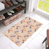 Cute rooster chicken cock floral ornament backgrou Doormat