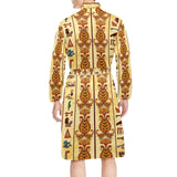 Egypt Hieroglyphics Pattern Print Design 04 Men's Long Sleeve Belted Night Robe