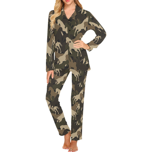 Horse Camouflage Pattern Women's Long Pajama Set