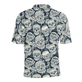 Sugar skull black white pattern Men's All Over Print Polo Shirt