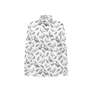 Pigeon Pattern Print Design 05 Women's Long Sleeve Polo Shirt