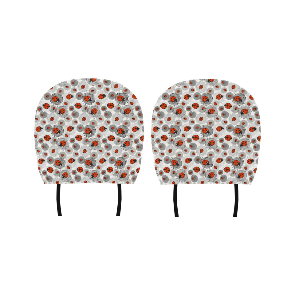 Ladybug Pattern Print Design 05 Car Headrest Cover