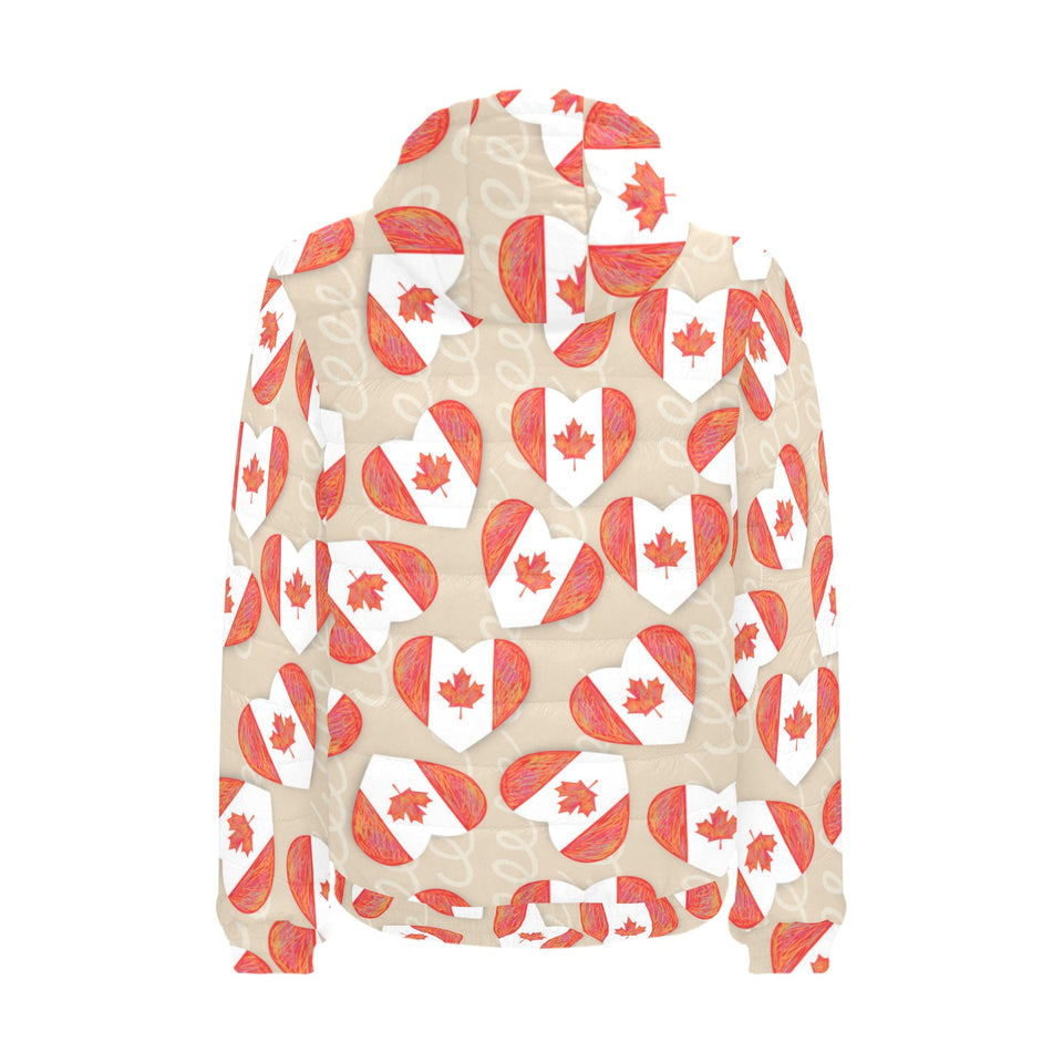 Canada Pattern Print Design 01 Men's Padded Hooded Jacket