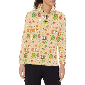 Guinea Pig Pattern Print Design 05 Women's Long Sleeve Polo Shirt
