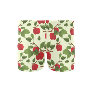 Red apples leaves pattern Men's Swimming Trunks