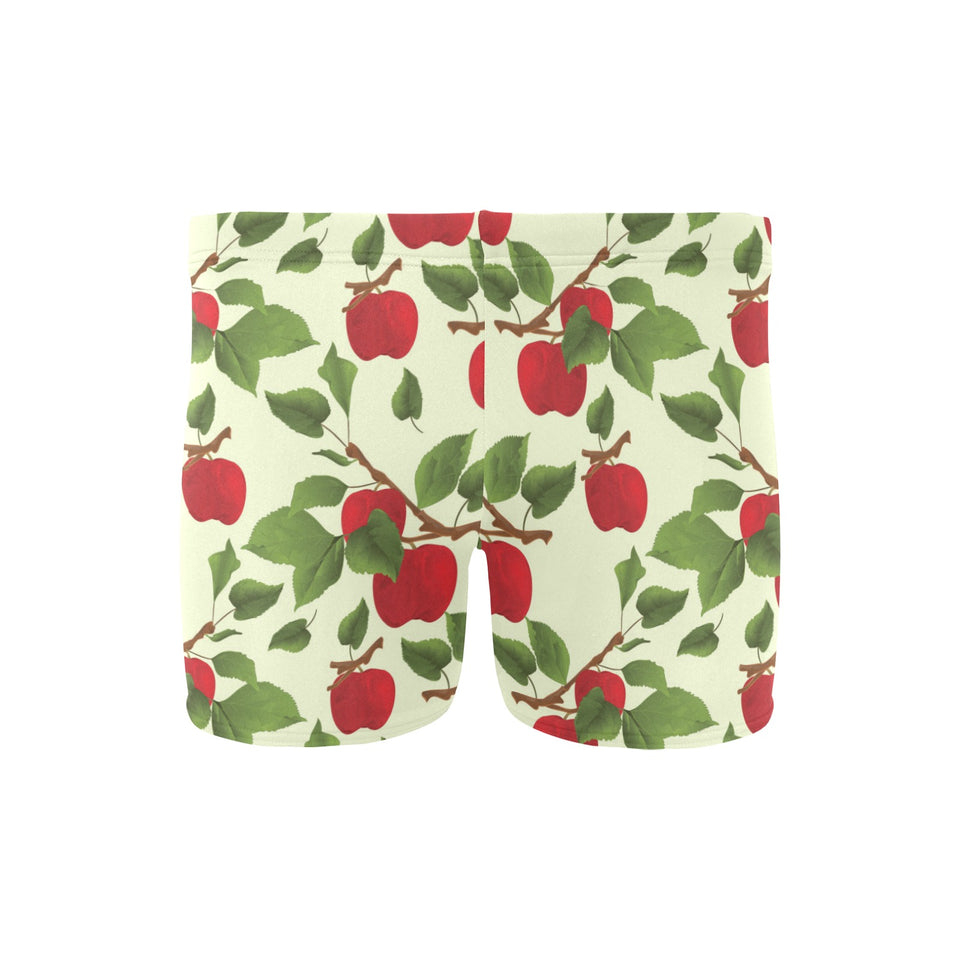 Red apples leaves pattern Men's Swimming Trunks