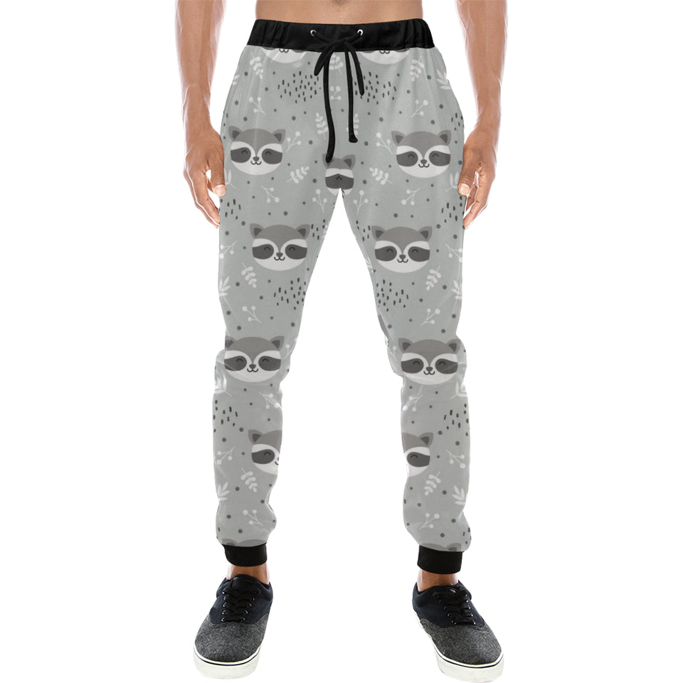 Cute raccoons leaves dot Unisex Casual Sweatpants