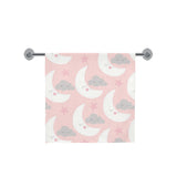 Cute moon cloud star pattern pink dot background Bath Towel
