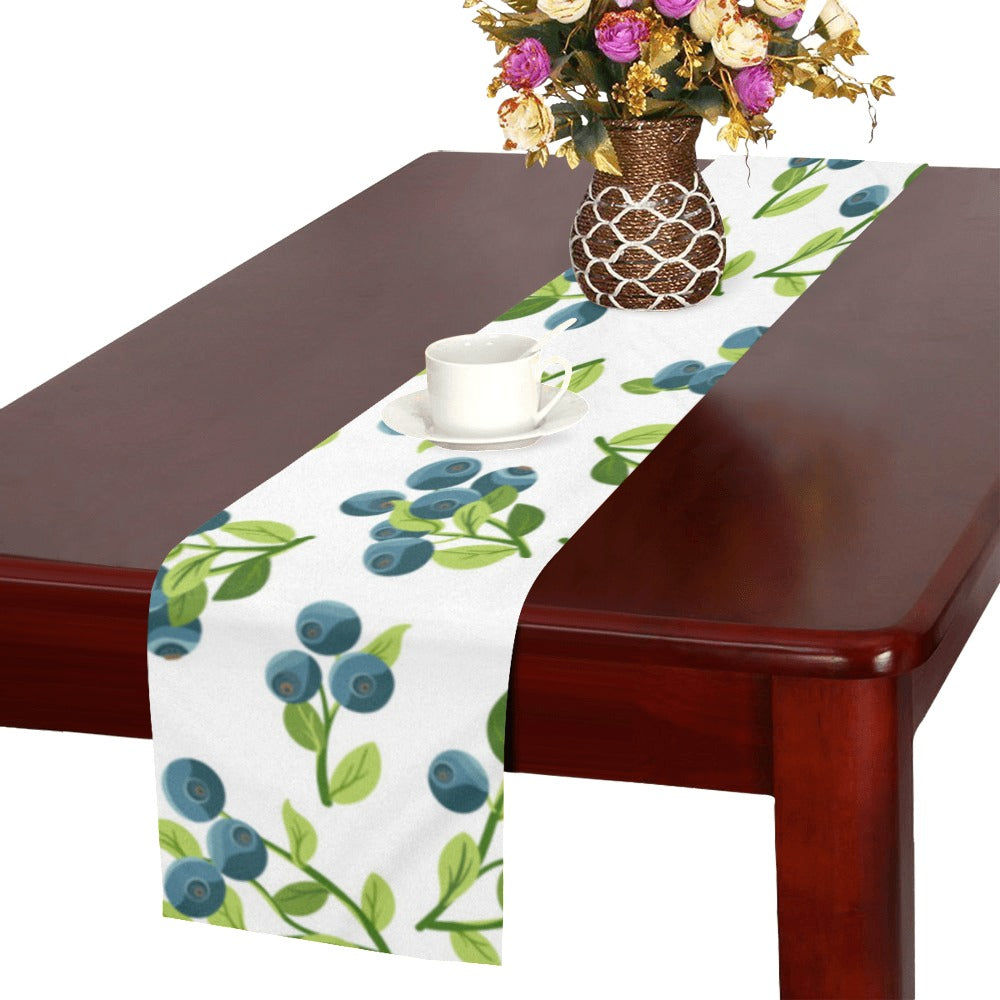 blueberry white background Table Runner