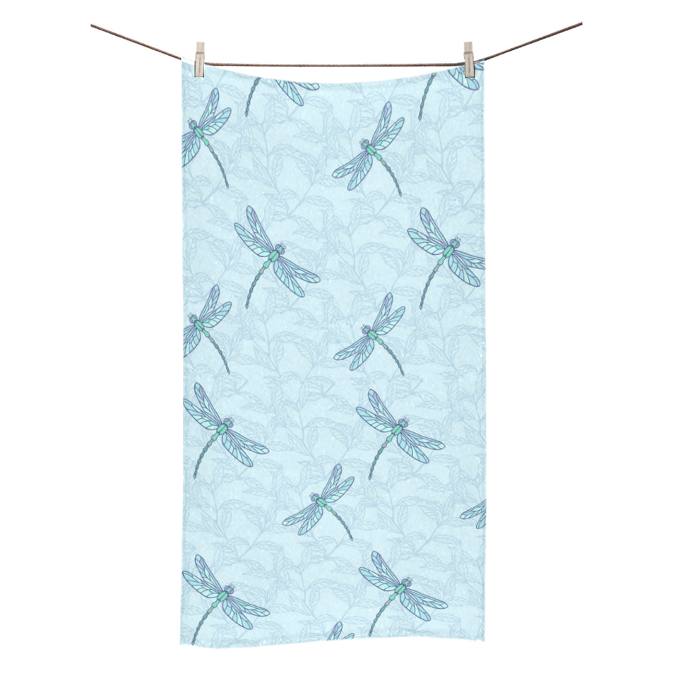 Dragonfly pattern blue background Bath Towel
