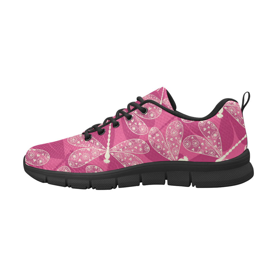 Beautiful dragonfly pink background Women's Sneaker Shoes